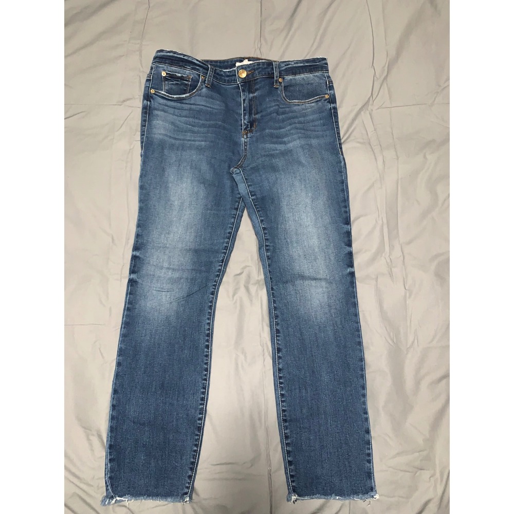STS Blue Women Medium Wash Straight Leg Raw Hem Denim Jeans Size 32